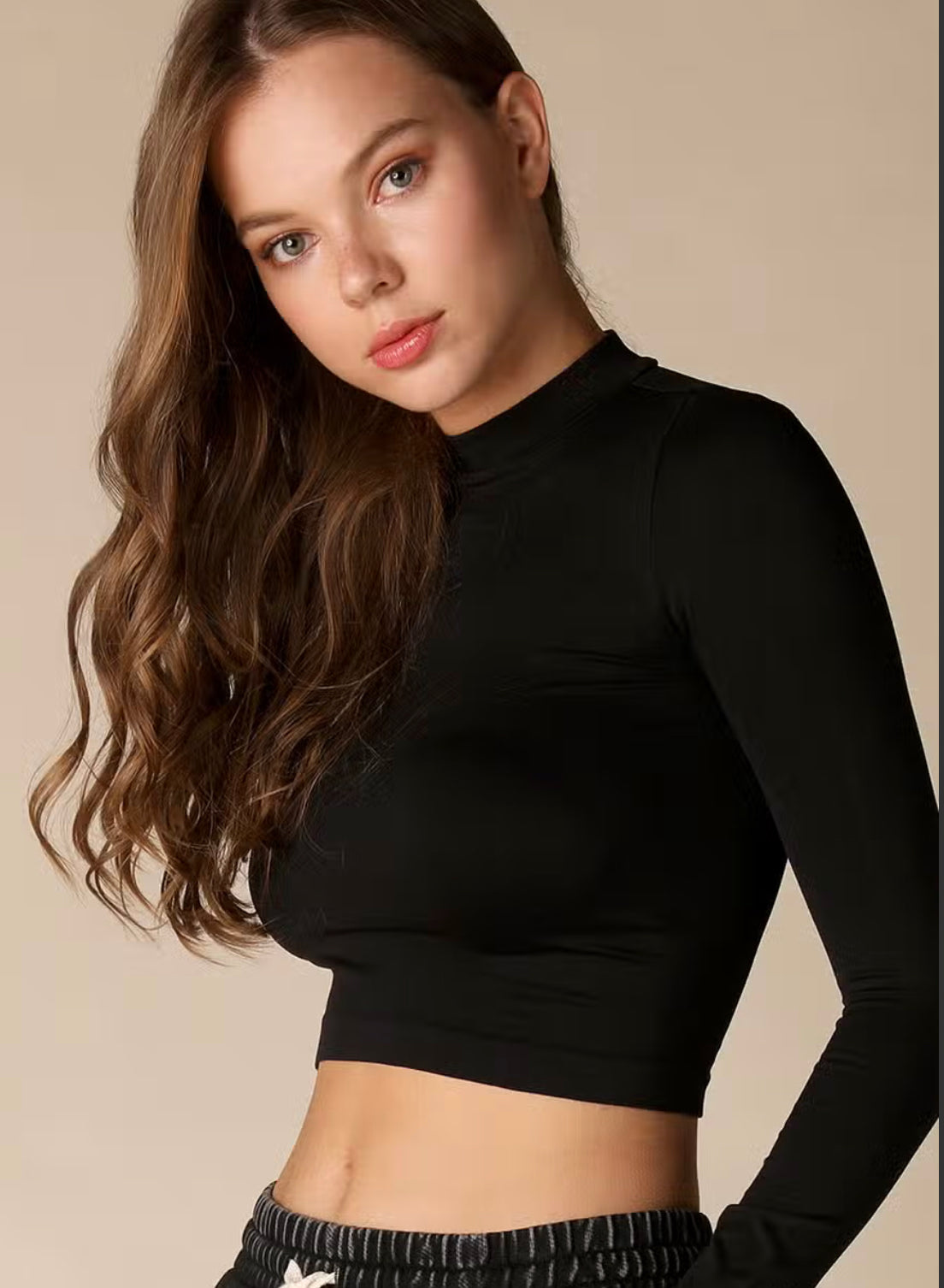 Mock Neck Crop Top